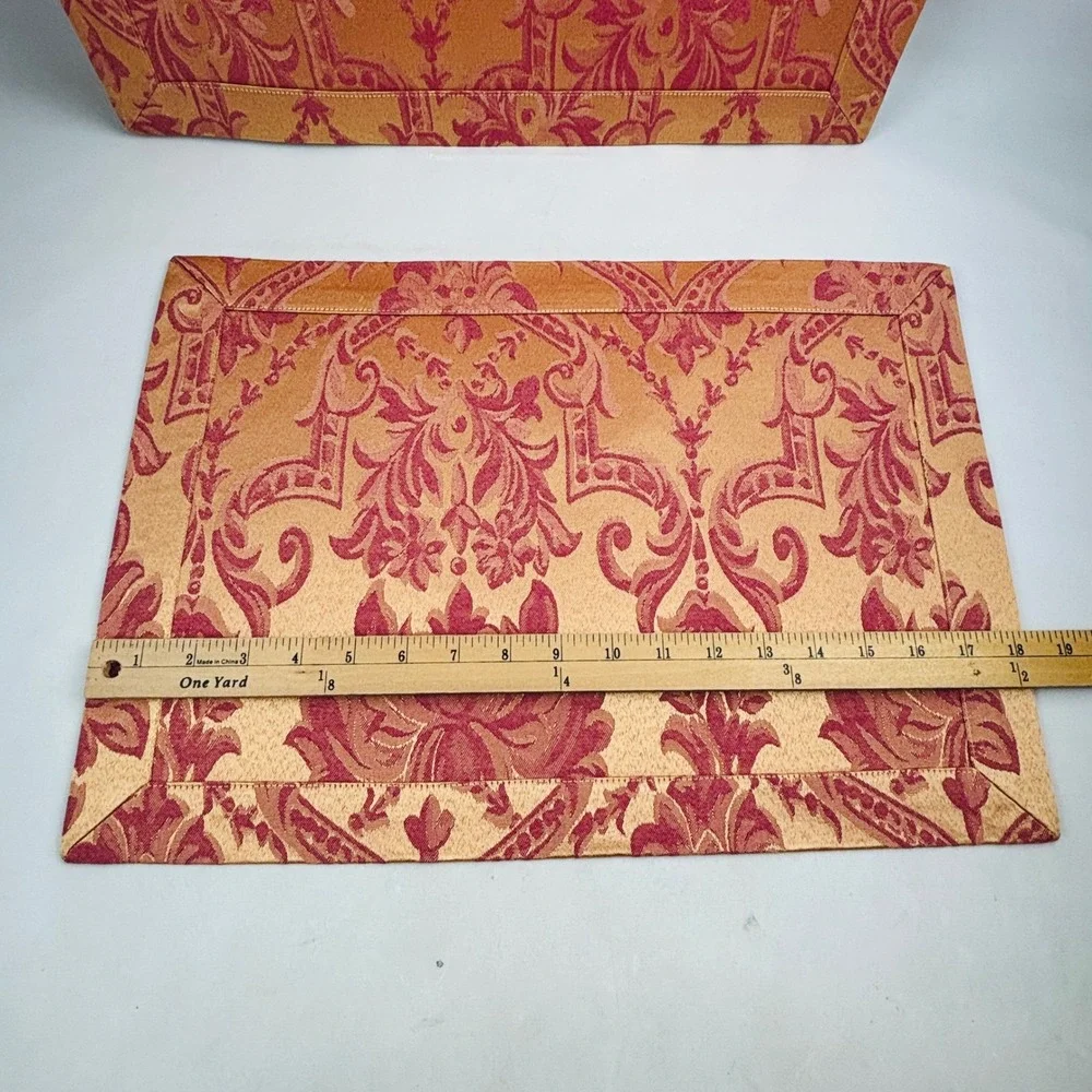 Waterford Floral Damask Placemat Set of 4 Gold Burgundy Jacquard Fabric 2004